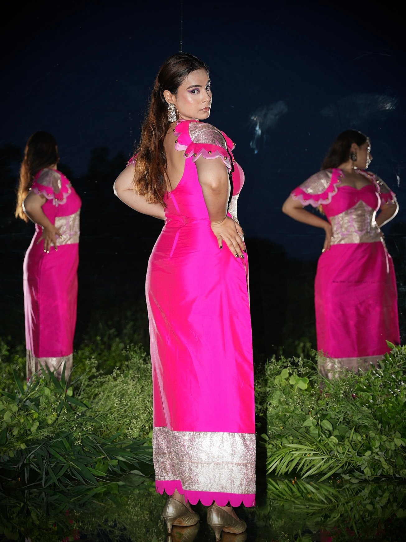 Fuschia Banarasi Drape